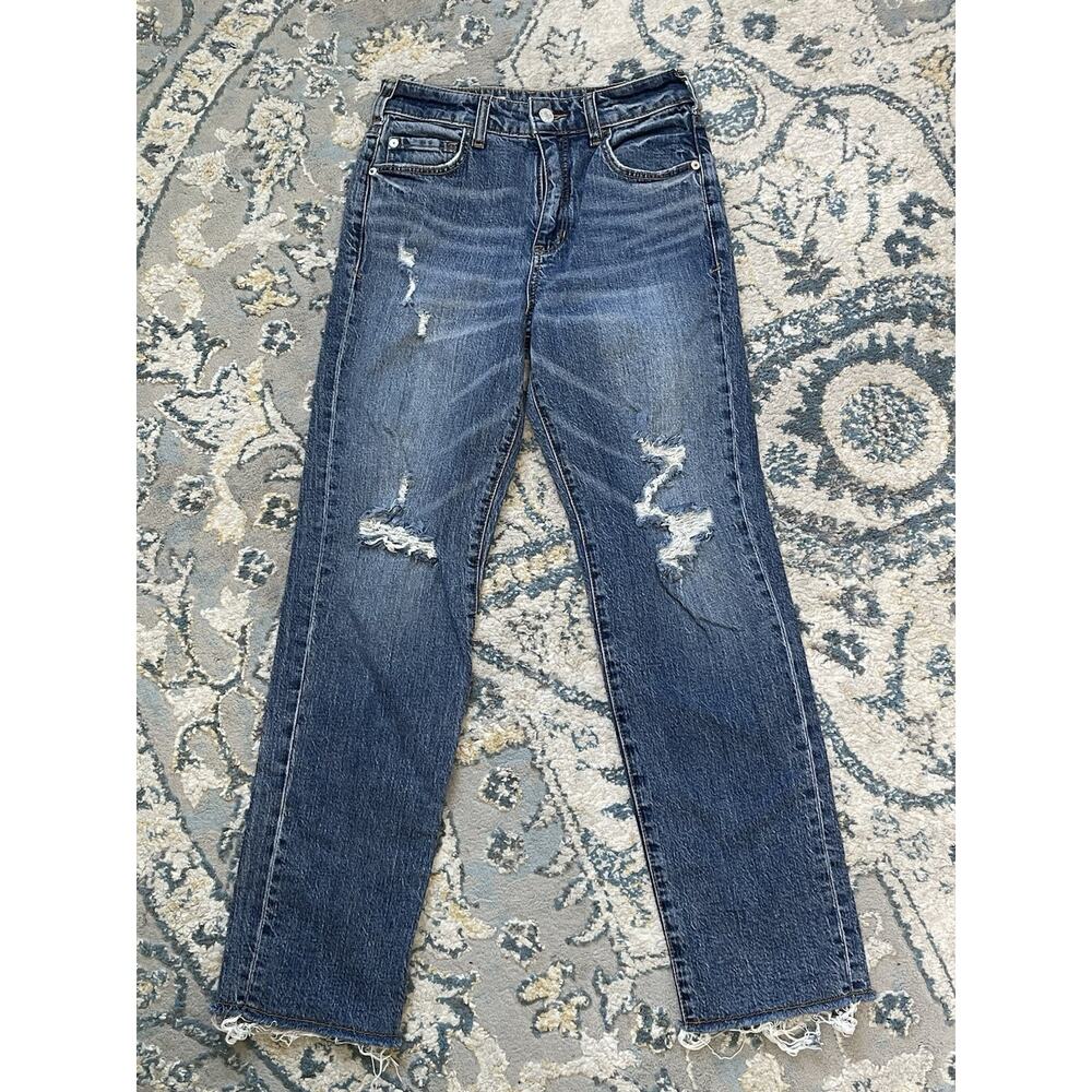 Anthropologie Pilcro The Vintage Straight Medium Wash Distressed Jeans Womens 26